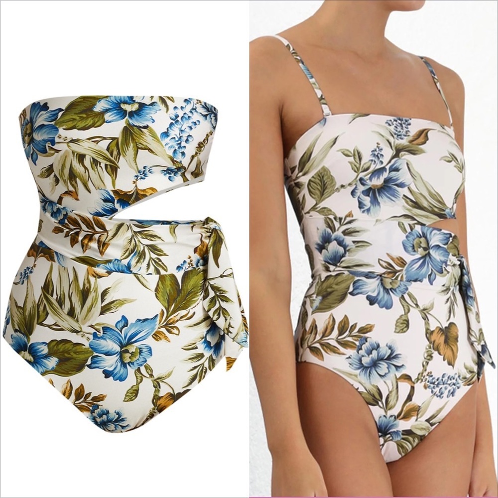 NWT Zimmermann Aliane Tie Floral Swimsuit